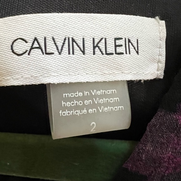 Calvin Klein Romantic Floral Chiffon Dress Ruffle Bell Sleeves Size 2 - Picture 3 of 5